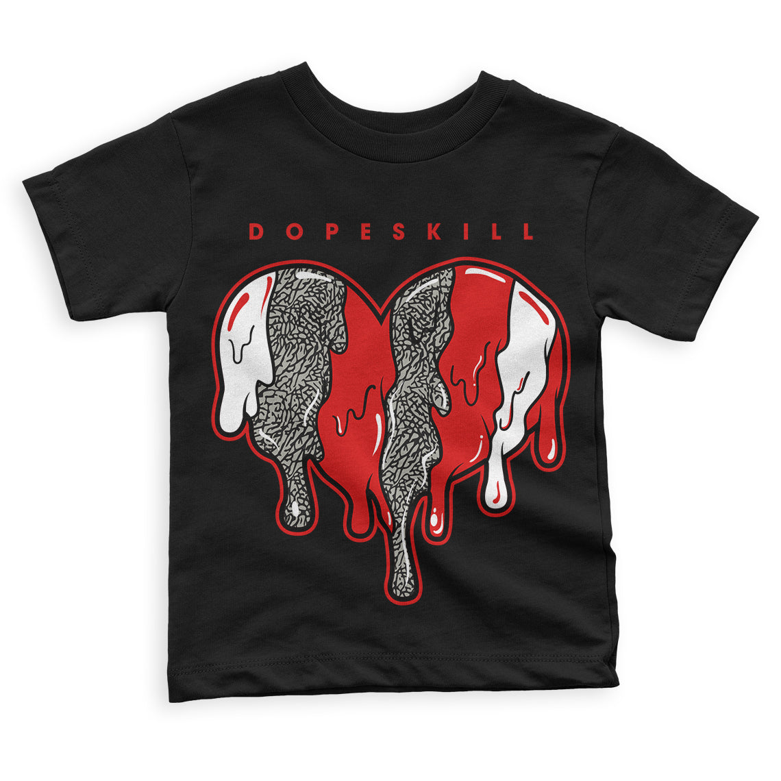 Fire Red 3s superstreetwear Toddler Kids T-shirt Slime Drip Heart Graphic