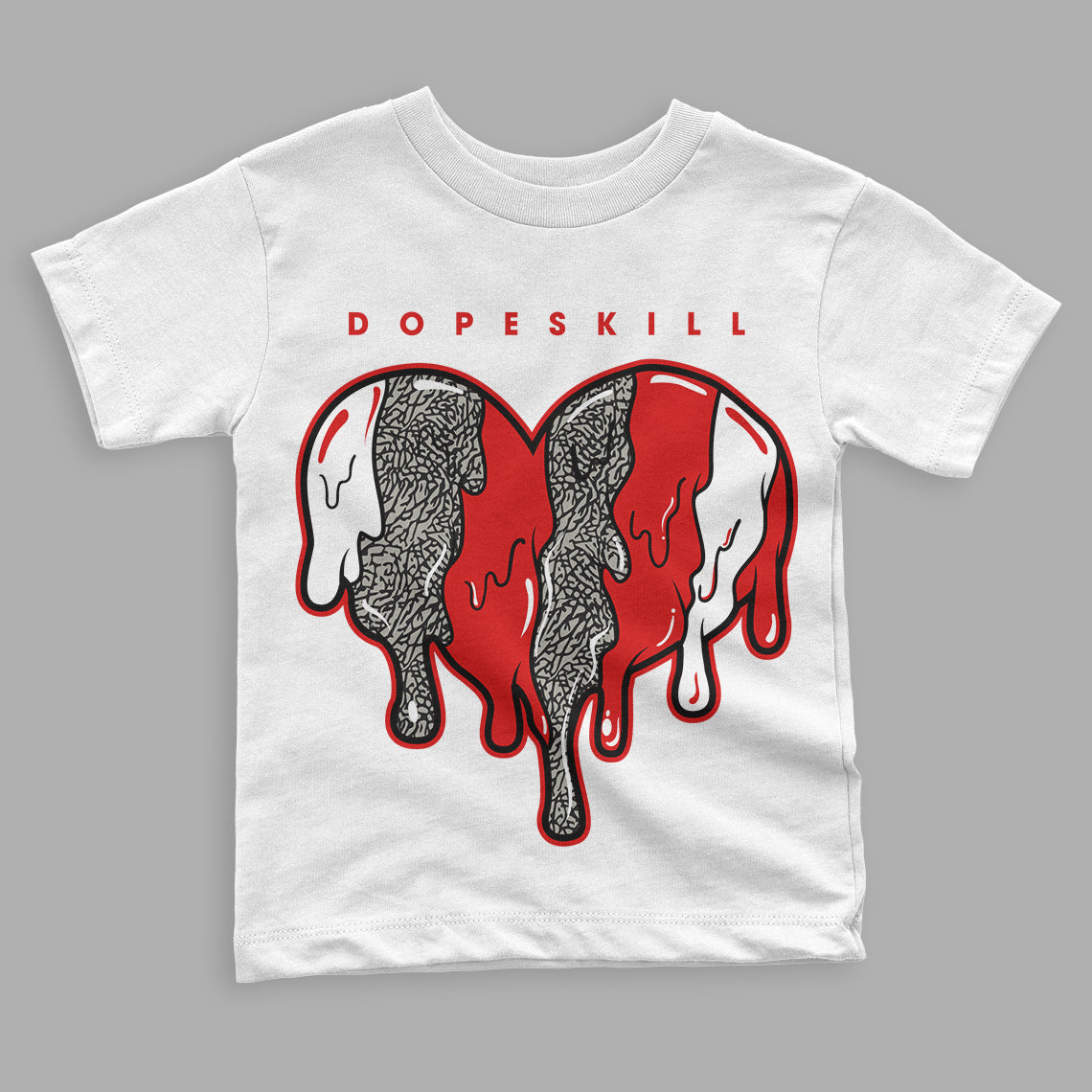 Fire Red 3s superstreetwear Toddler Kids T-shirt Slime Drip Heart Graphic