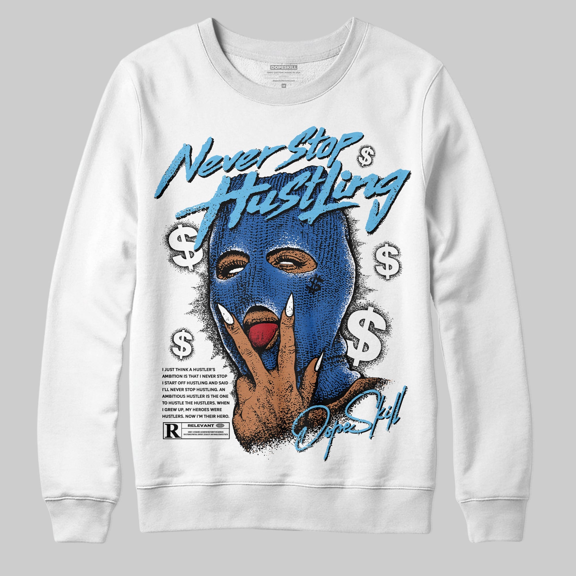 Blueberry 12s superstreetwear Sweatshirt Never Stop Hustling Graphic