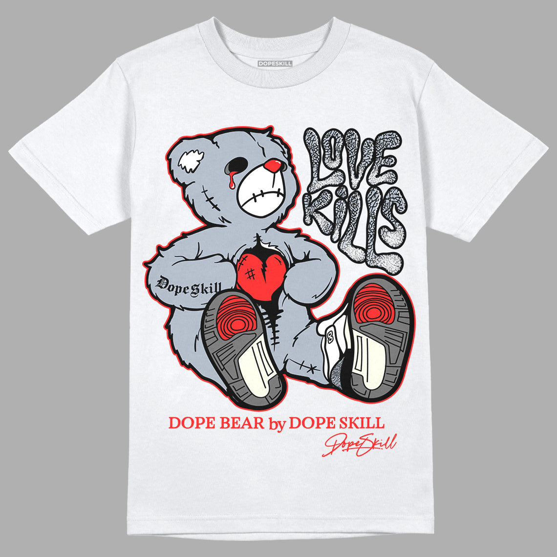 White Cement Reimagined 3s superstreetwear T-Shirt Love Kills Graphic