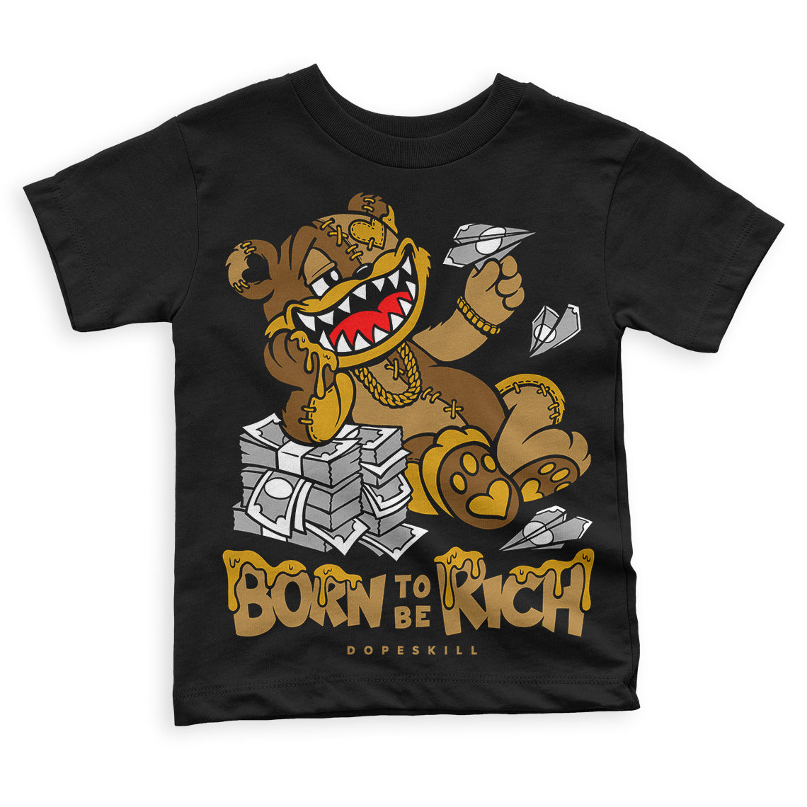Wheat 13s superstreetwear Toddler Kids T-shirt Born To Be Rich Graphic