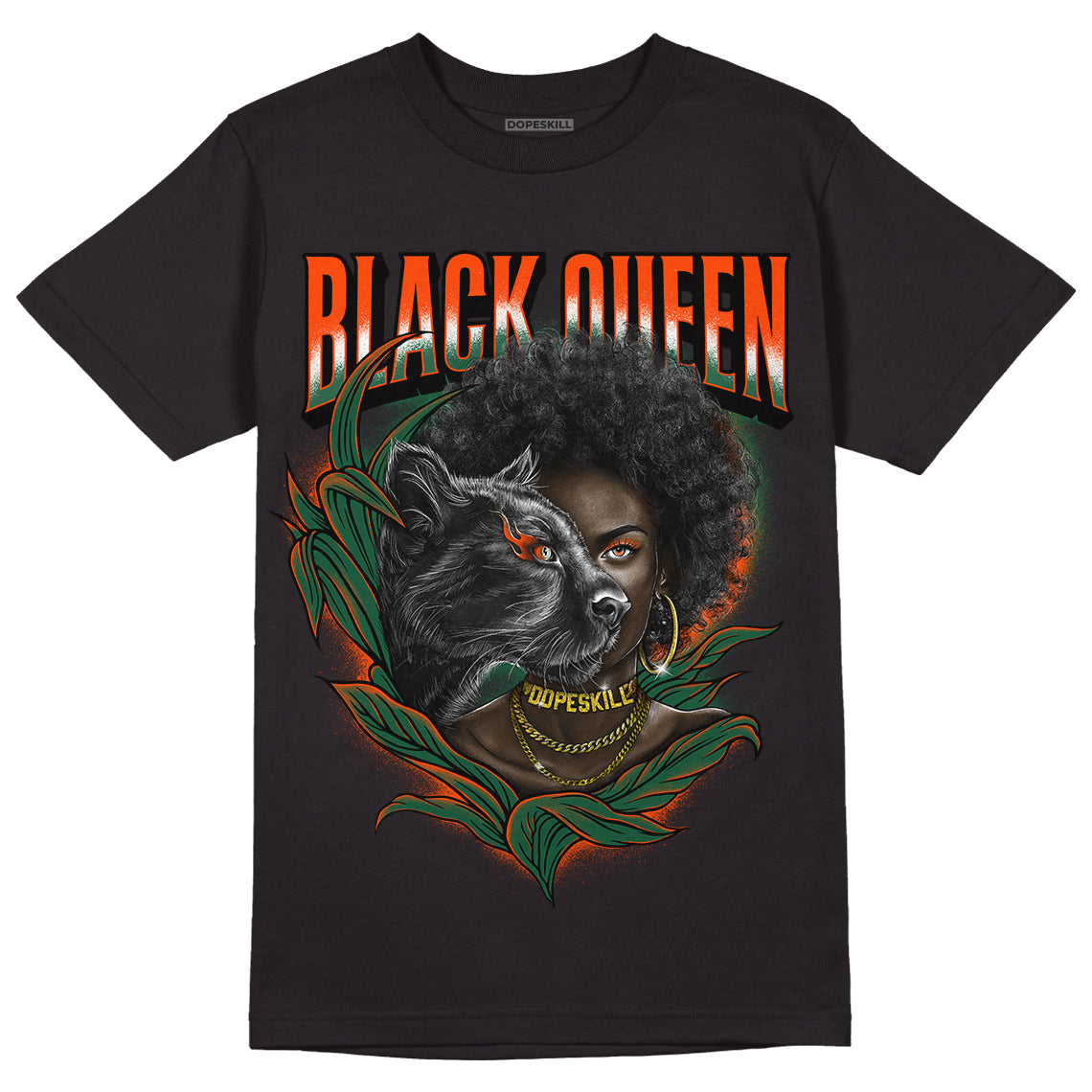 Dunk Low Team Dark Green Orange superstreetwear T-Shirt New Black Queen Graphic