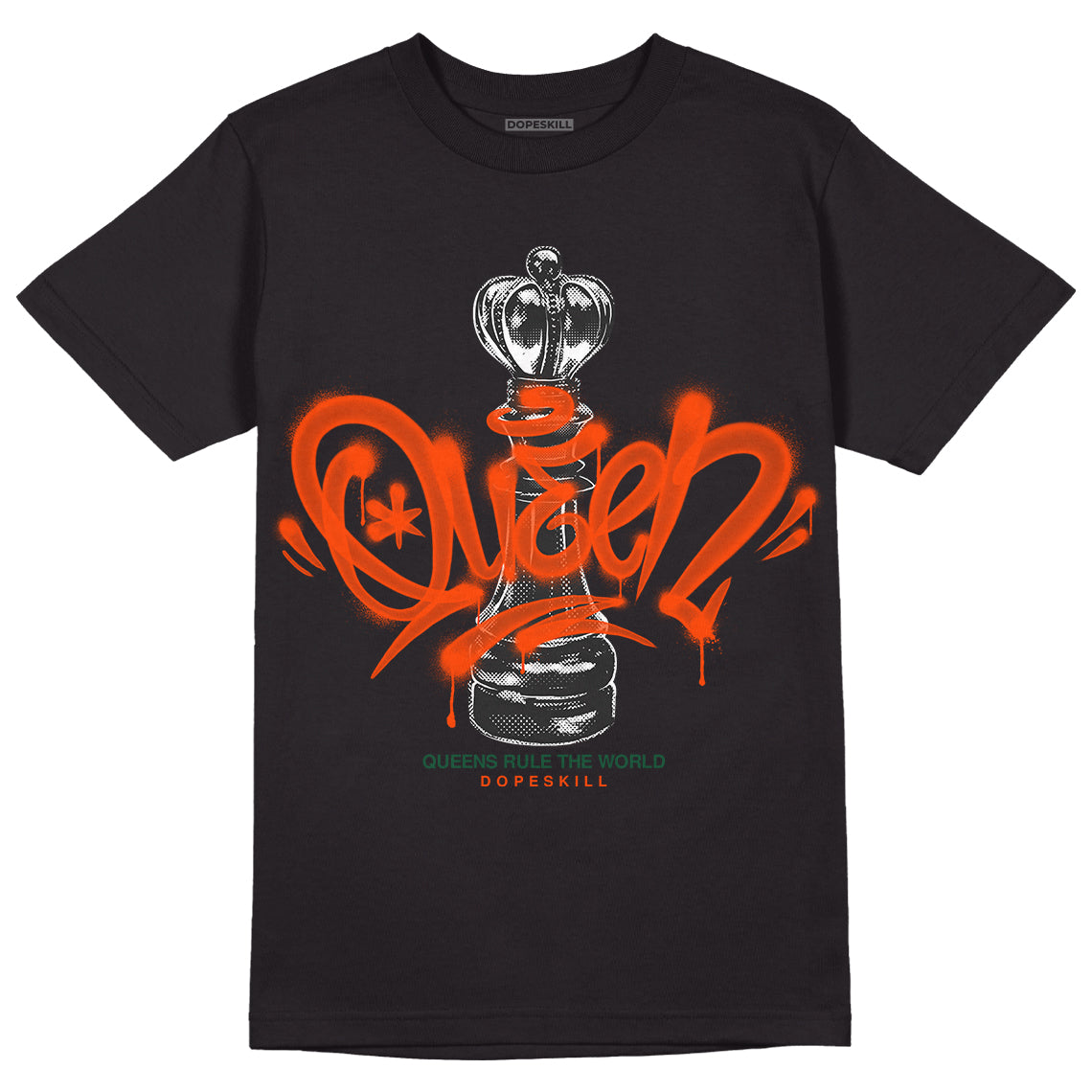 Dunk Low Team Dark Green Orange superstreetwear T-Shirt Queen Chess Graphic