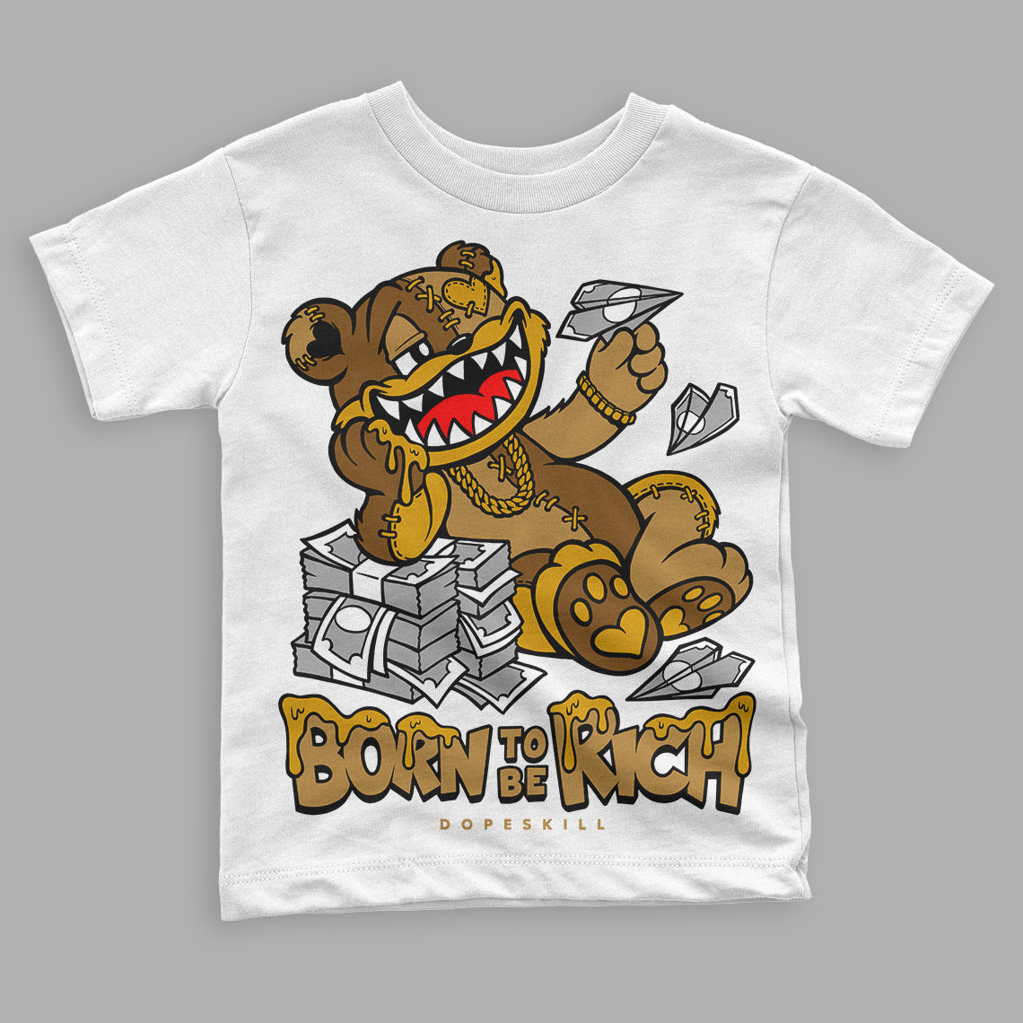Wheat 13s superstreetwear Toddler Kids T-shirt Born To Be Rich Graphic