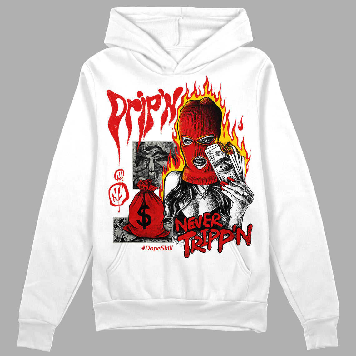 Fire Red 3s superstreetwear Hoodie Sweatshirt Drip'n Never Tripp'n Graphic