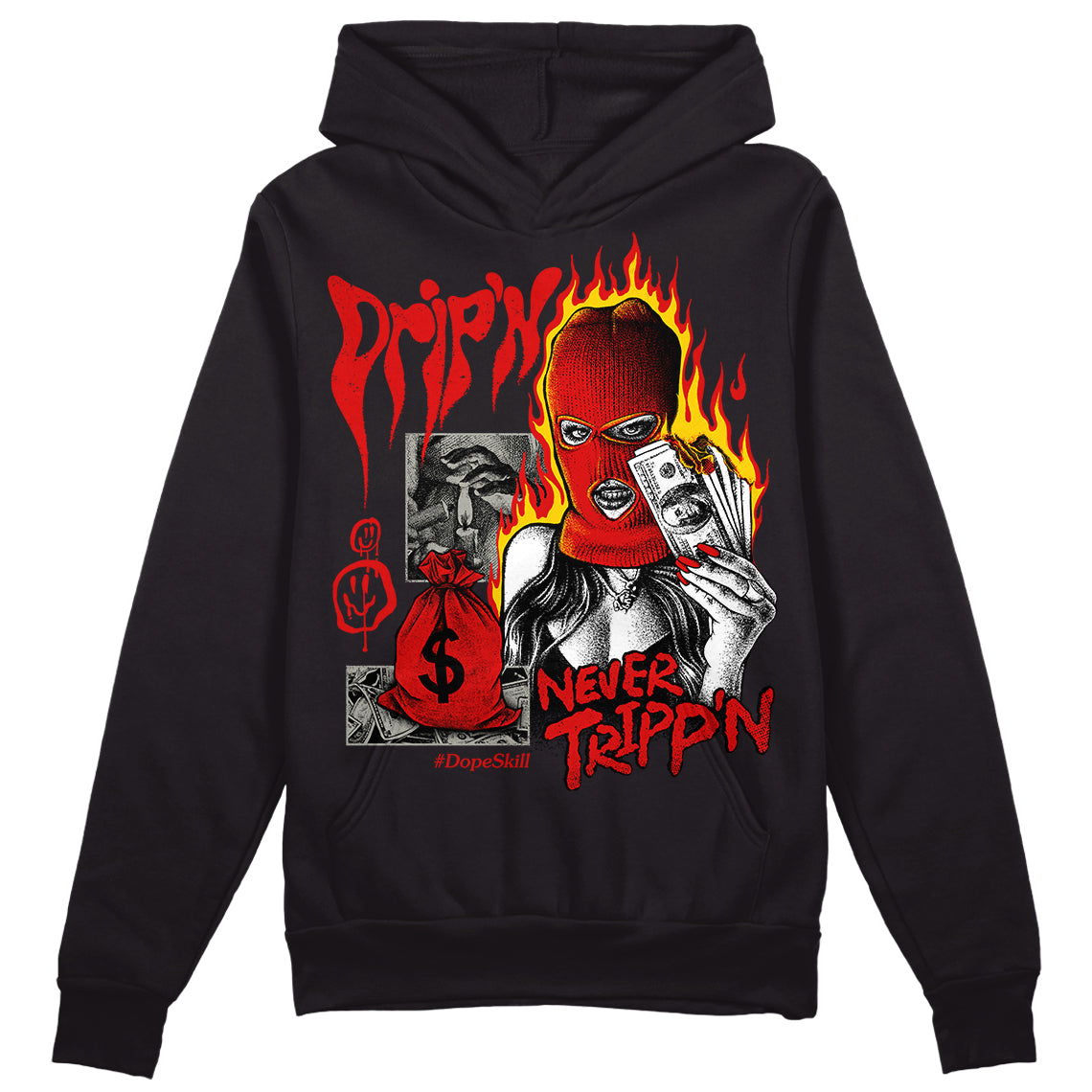 Fire Red 3s superstreetwear Hoodie Sweatshirt Drip'n Never Tripp'n Graphic
