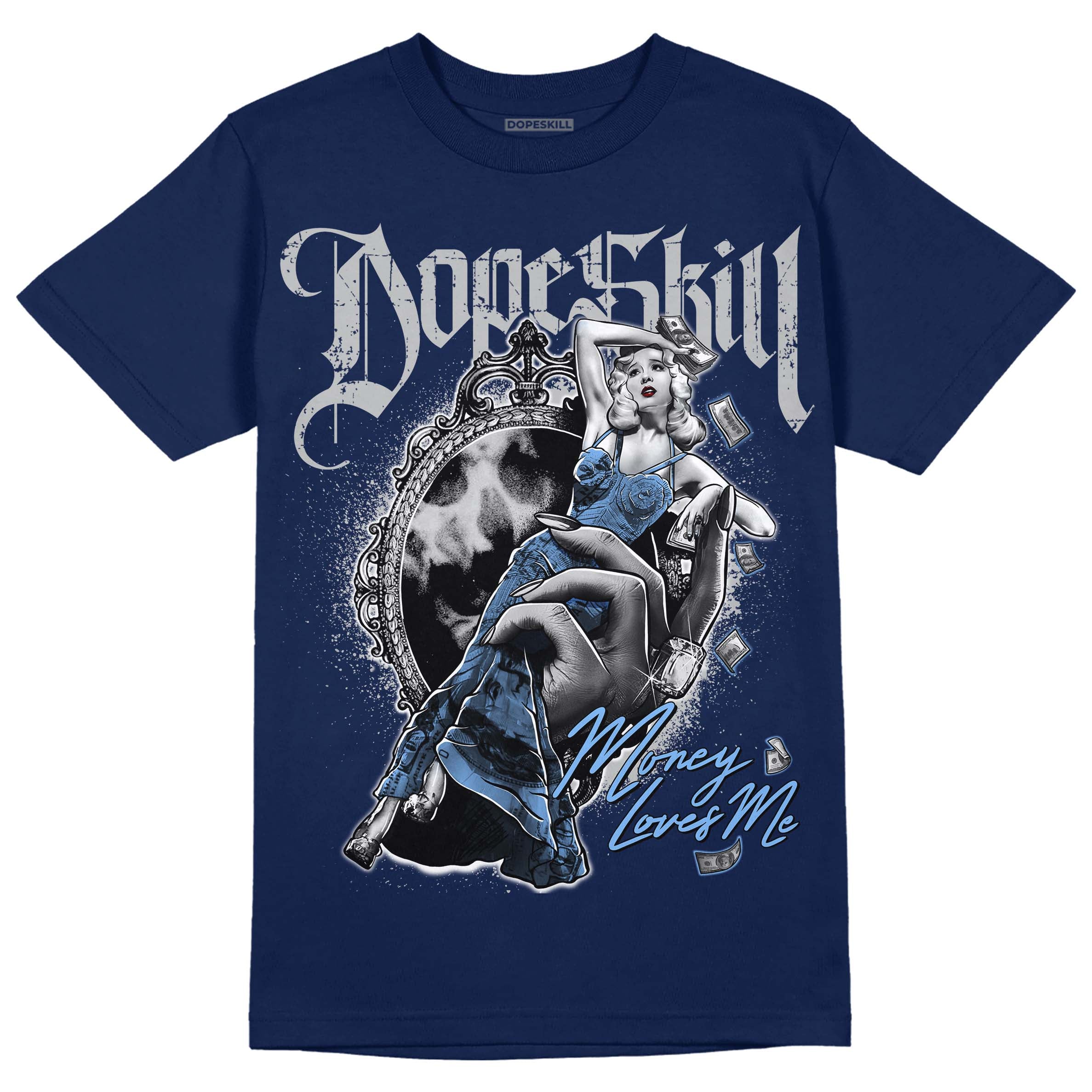 Midnight Navy 5s superstreetwear Navy T-Shirt Money Loves Me Graphic