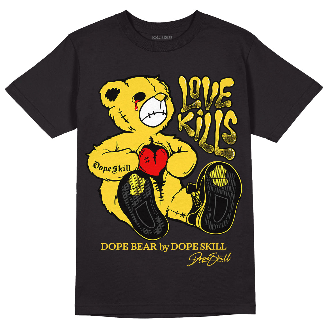 Black Tour Yellow AJ 4 Thunder superstreetwear T-Shirt Love Kills Graphic