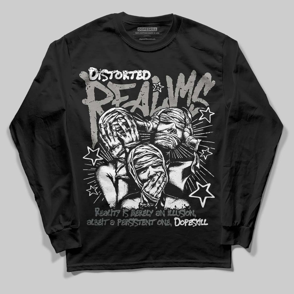 Cool Grey 9s superstreetwear Long Sleeve T-Shirt Distorted Realms Graphic