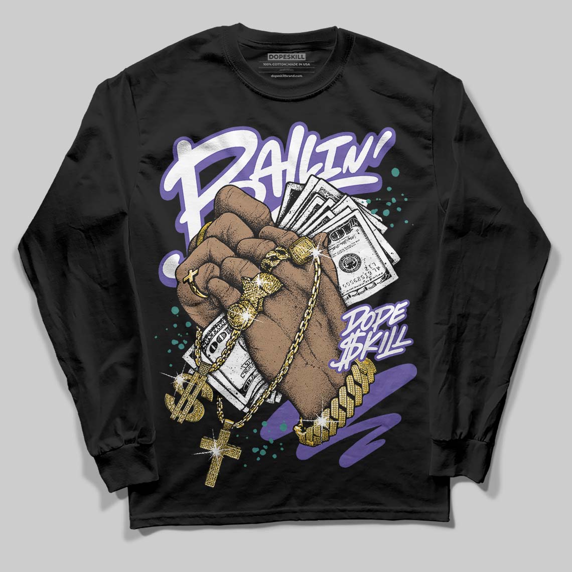 Grape 5s superstreetwear Long Sleeve T-Shirt Always Ballin' Graphic
