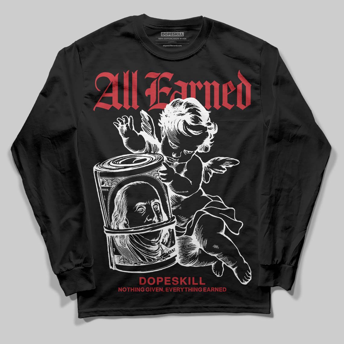 Bred 11s superstreetwear Long Sleeve T-Shirt All Earned Graphic