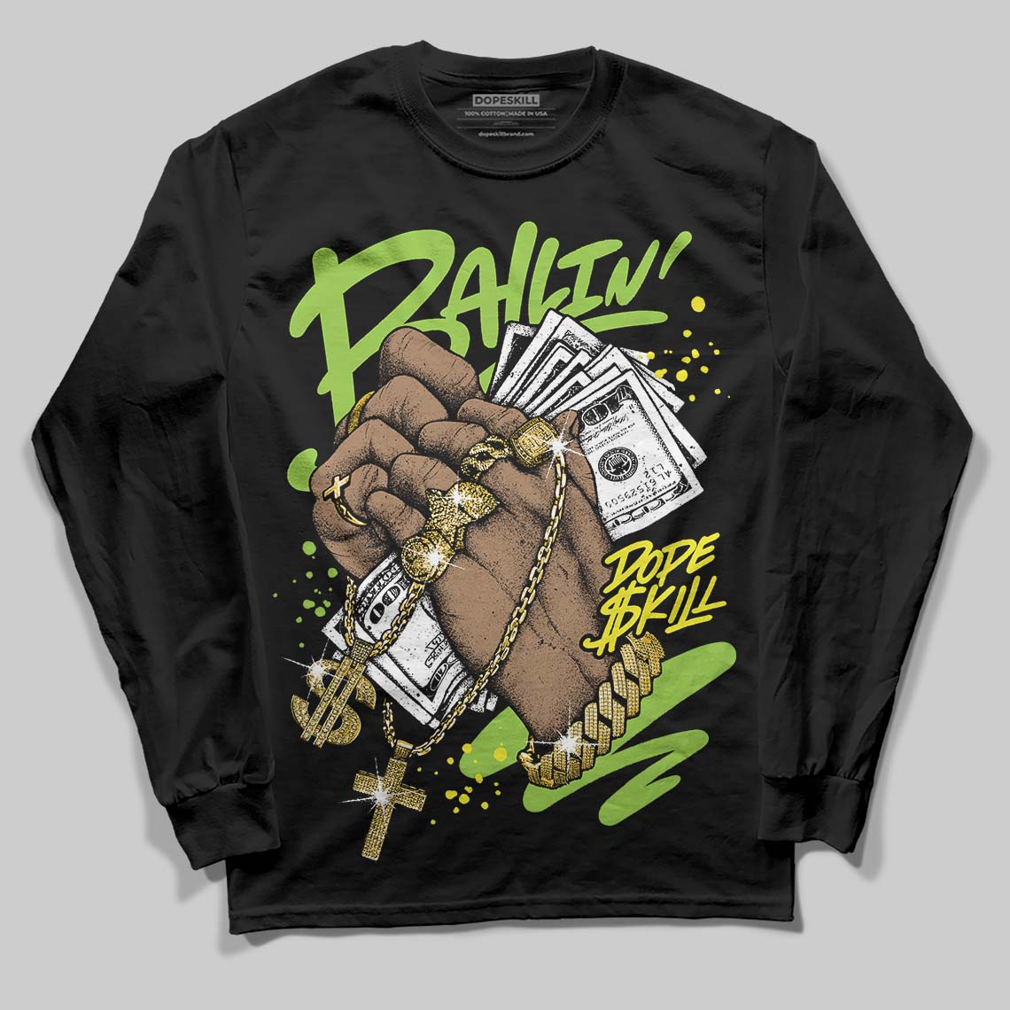 Neon Green Collection superstreetwear Long Sleeve T-Shirt Always Ballin' Graphic