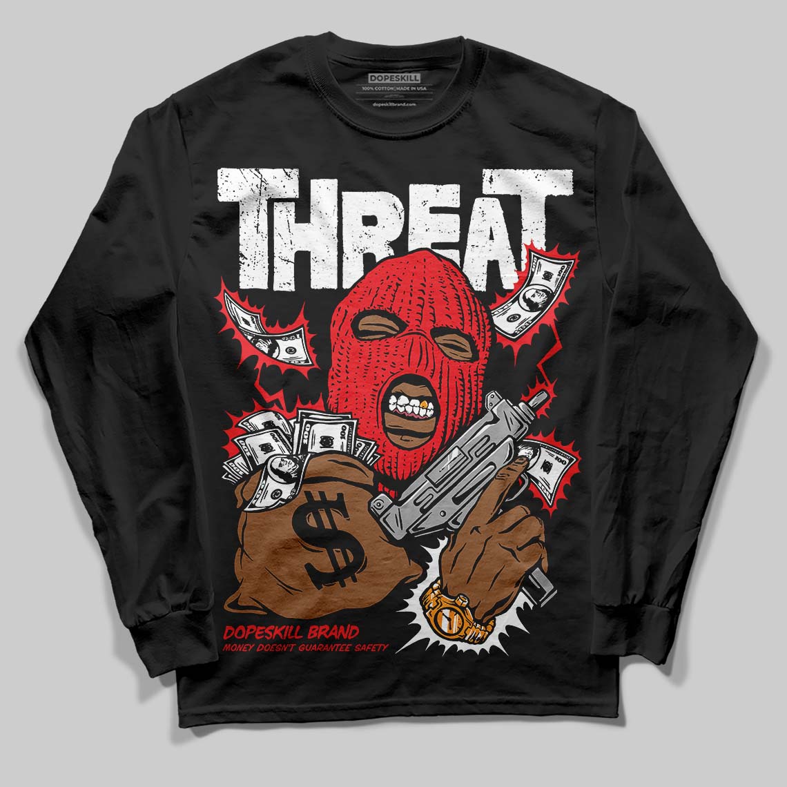 Cherry 11s superstreetwear Long Sleeve T-Shirt Under Threat Graphic