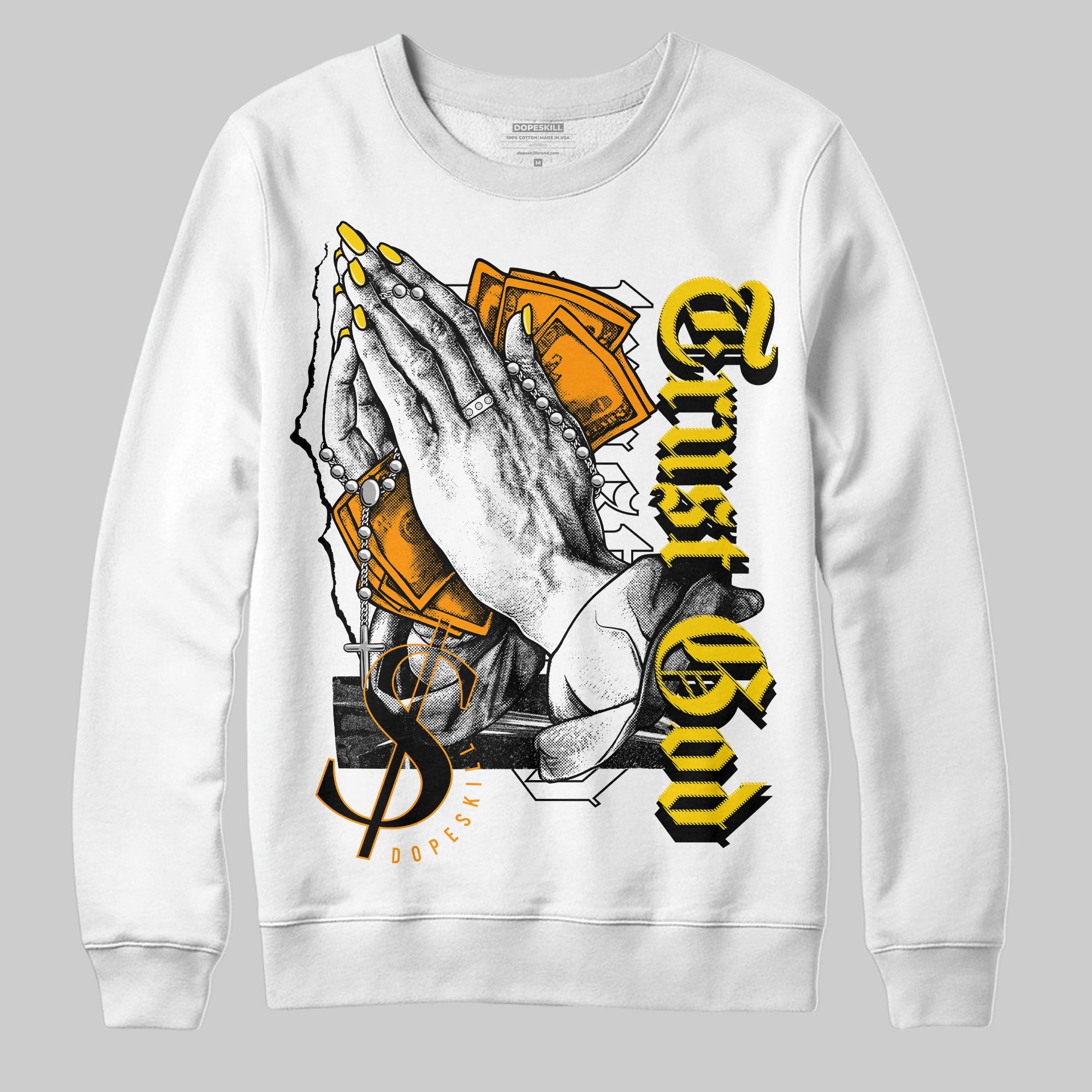 Yellow Ochre 6s superstreetwear Sweatshirt Trust God Graphic