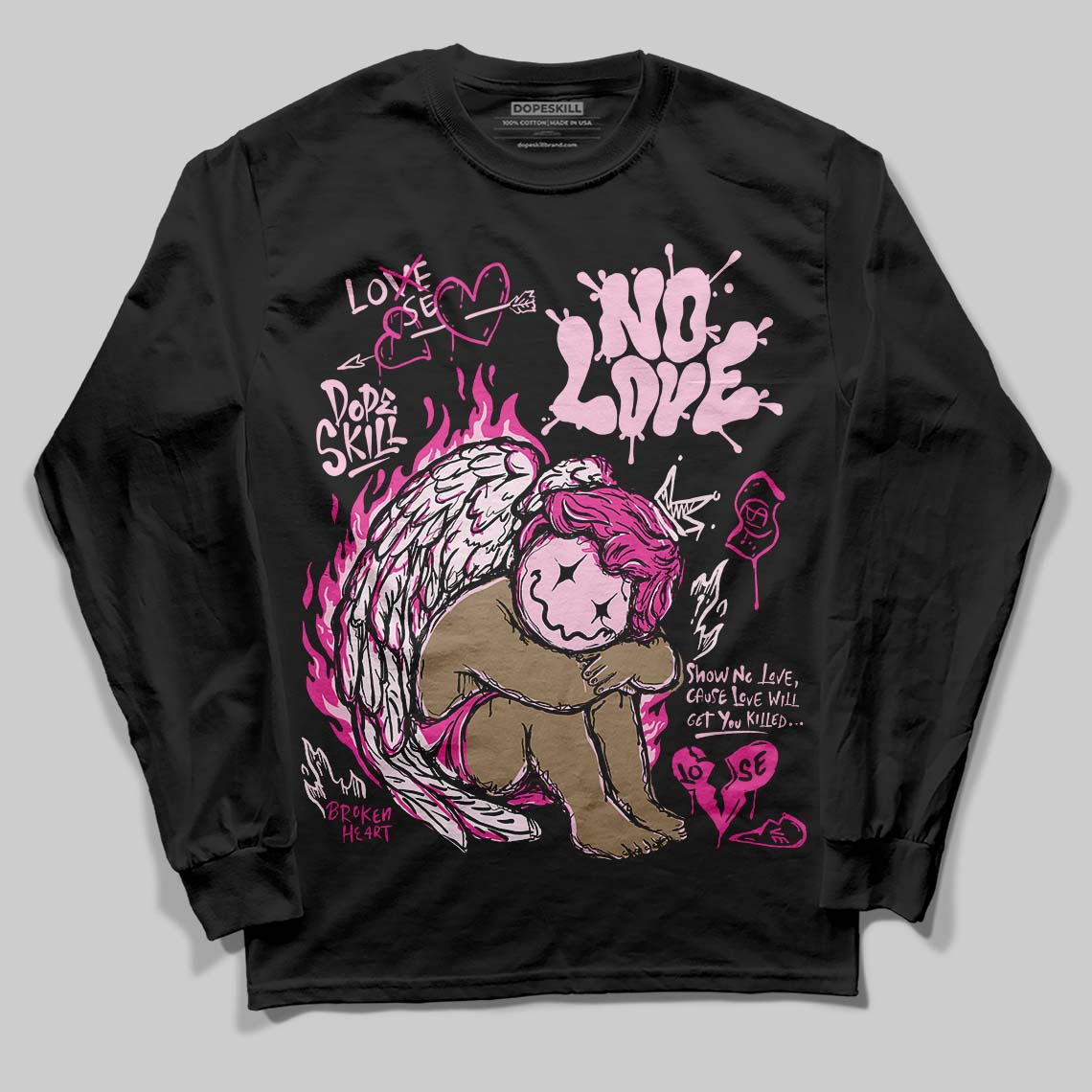 Pink Collection superstreetwear Long Sleeve T-Shirt No Love Graphic