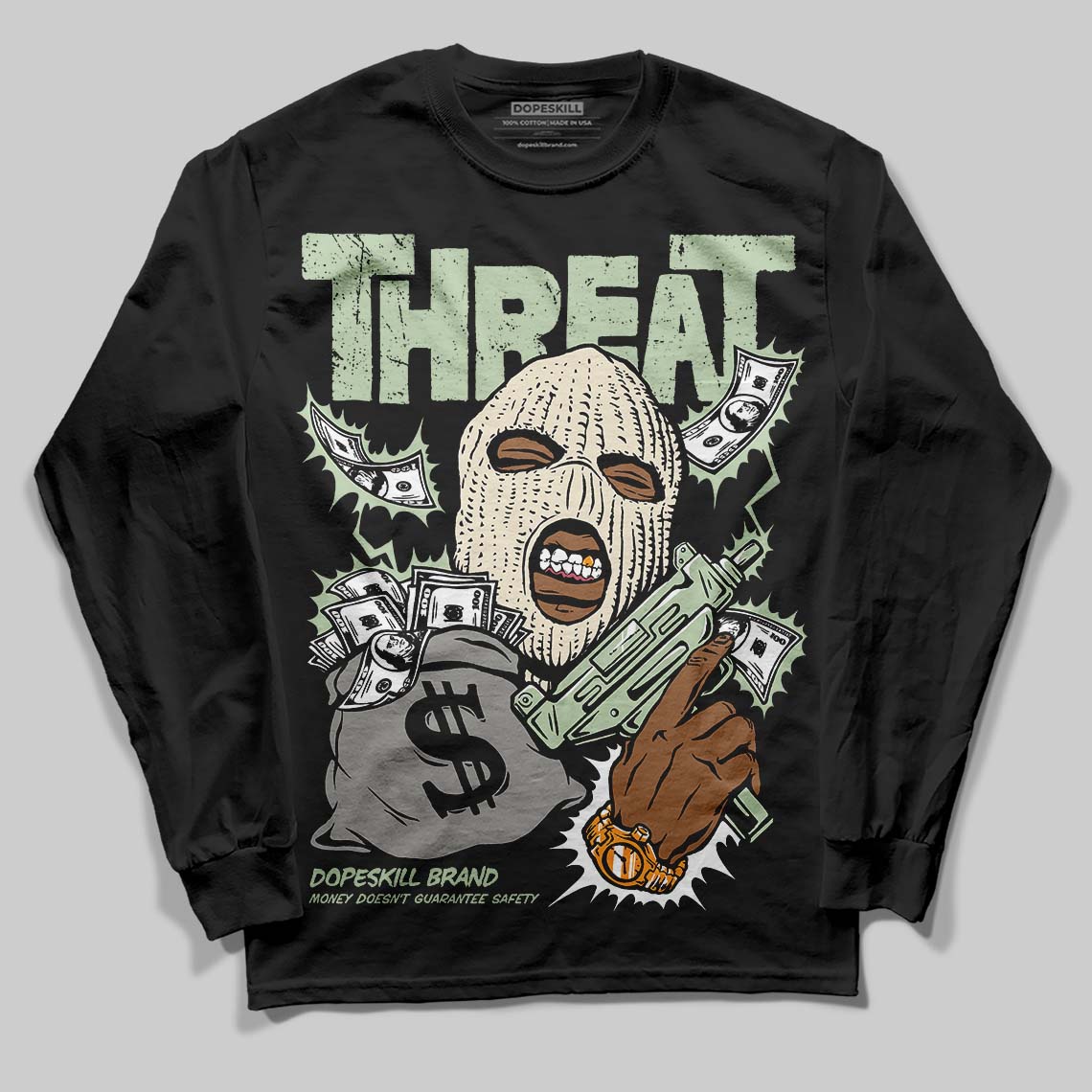 Seafoam 4s 2025 superstreetwear Long Sleeve T-Shirt Under Threat Graphic