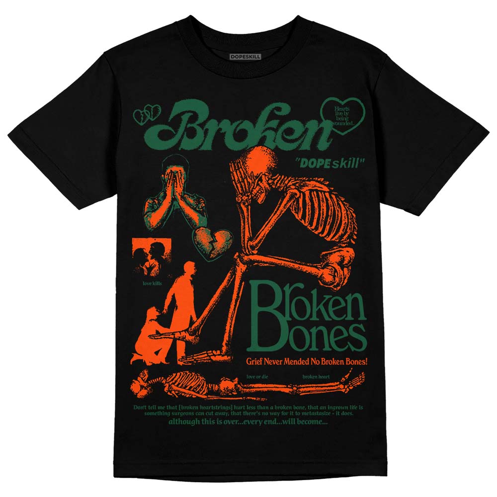 Dunk Team Dark Green Orange superstreetwear T-Shirt Broken Bones Graphic