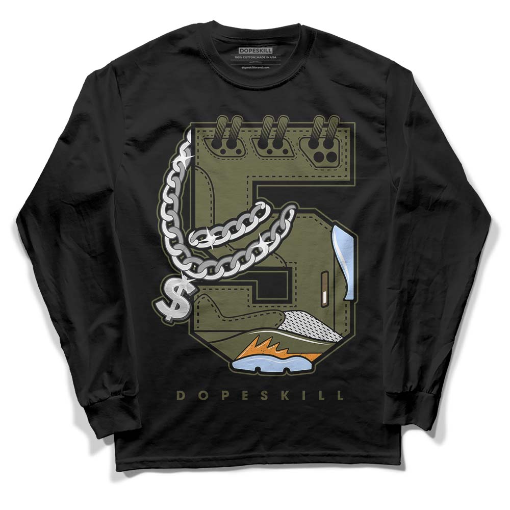 Olive 5s superstreetwear Long Sleeve T-Shirt No.5 Graphic