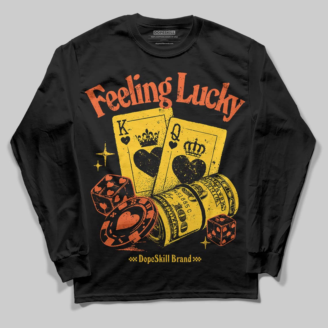 Yellow Collection superstreetwear Long Sleeve T-Shirt Feeling Lucky Graphic