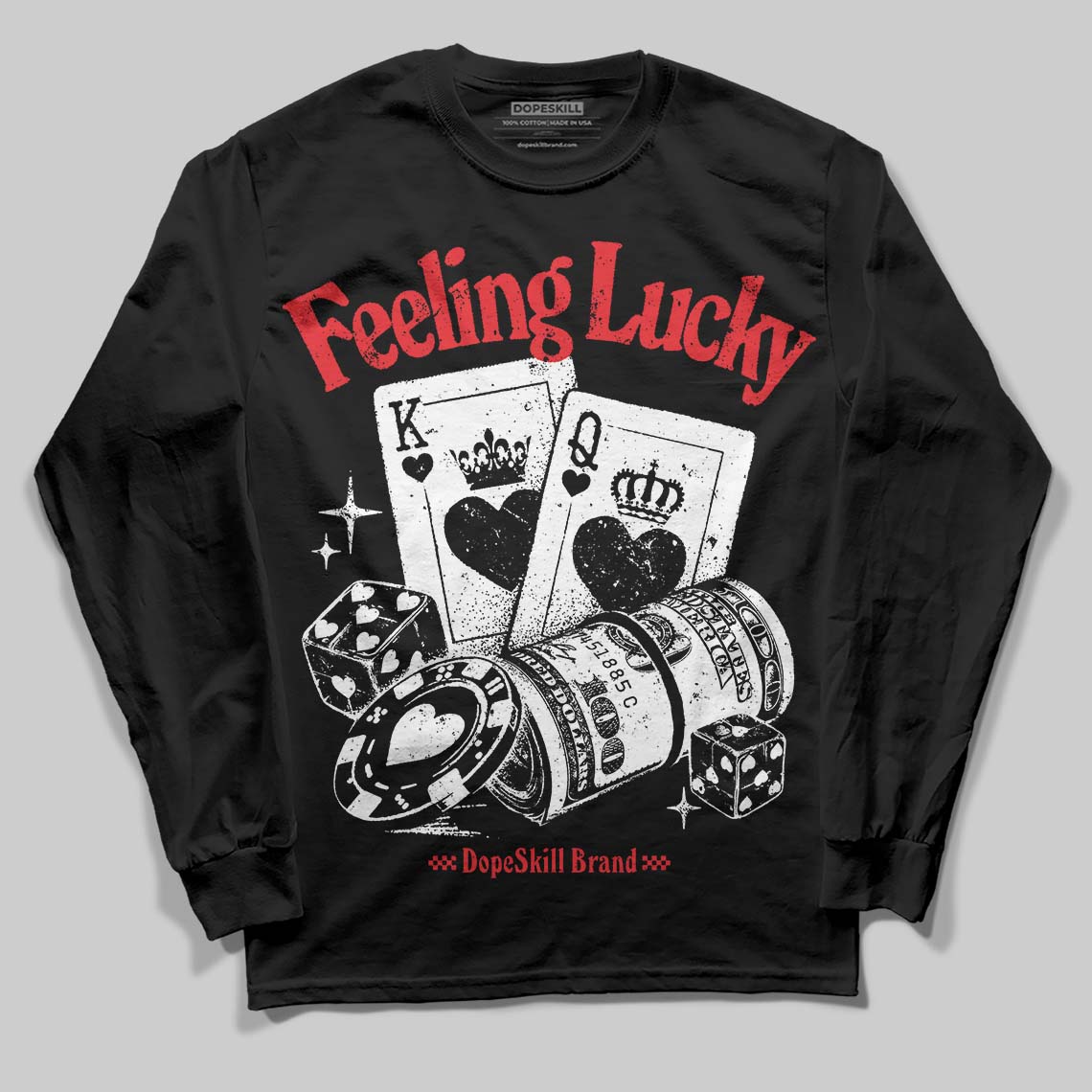 Black and White Collection superstreetwear Long Sleeve T-Shirt Feeling Lucky Graphic