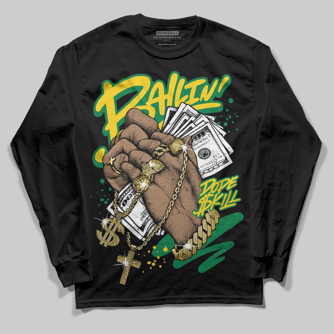 Green Collection superstreetwear Long Sleeve T-Shirt Always Ballin' Graphic