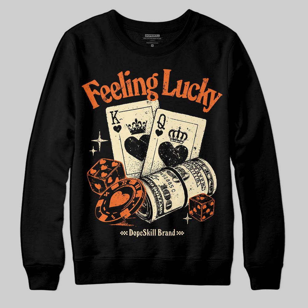 Orange Black White superstreetwear Sweatshirt Feeling Lucky Graphic