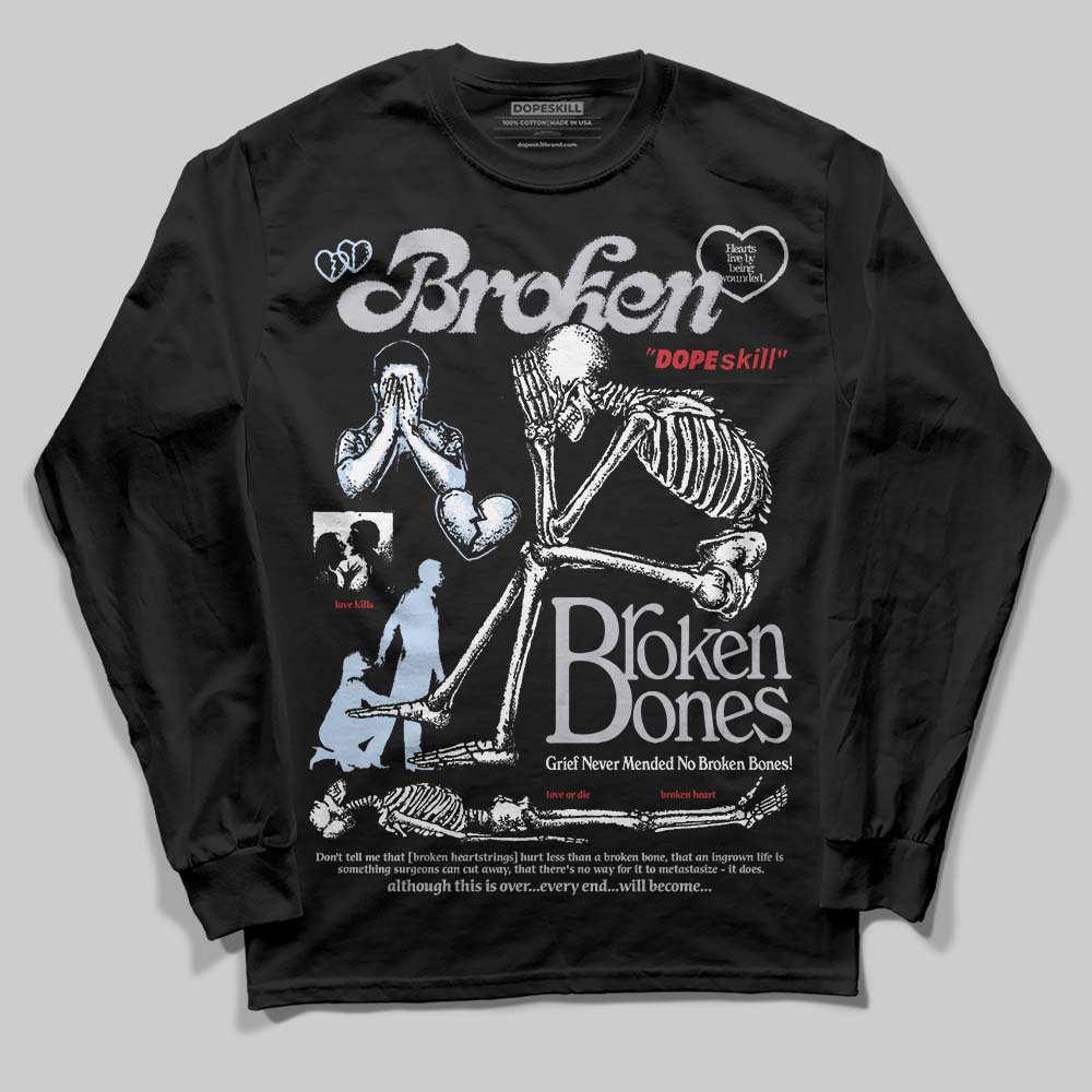 Black Metallic Reimagined 5s superstreetwear Long Sleeve T-Shirt Broken Bones Graphic