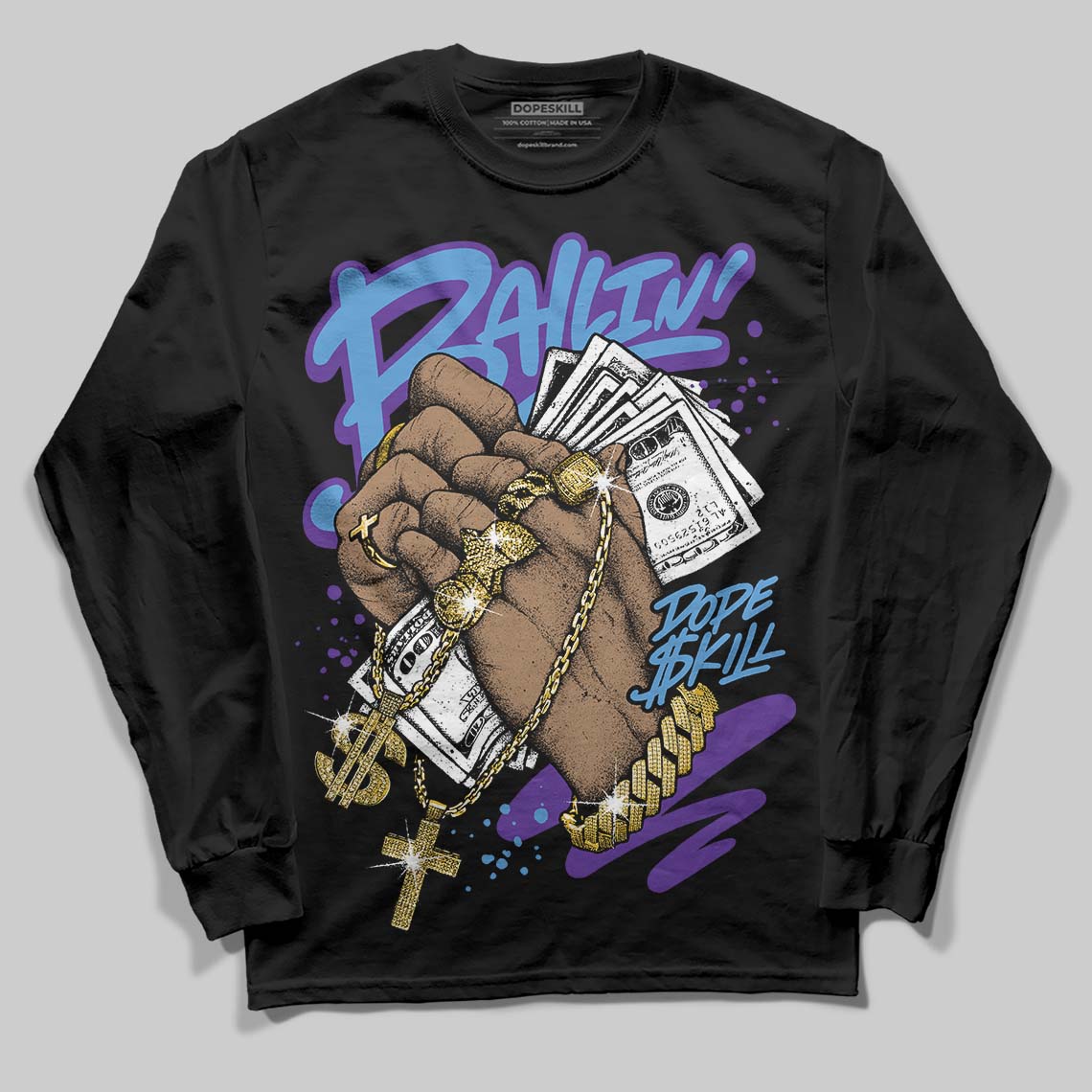 PURPLE Collection superstreetwear Long Sleeve T-Shirt Always Ballin' Graphic