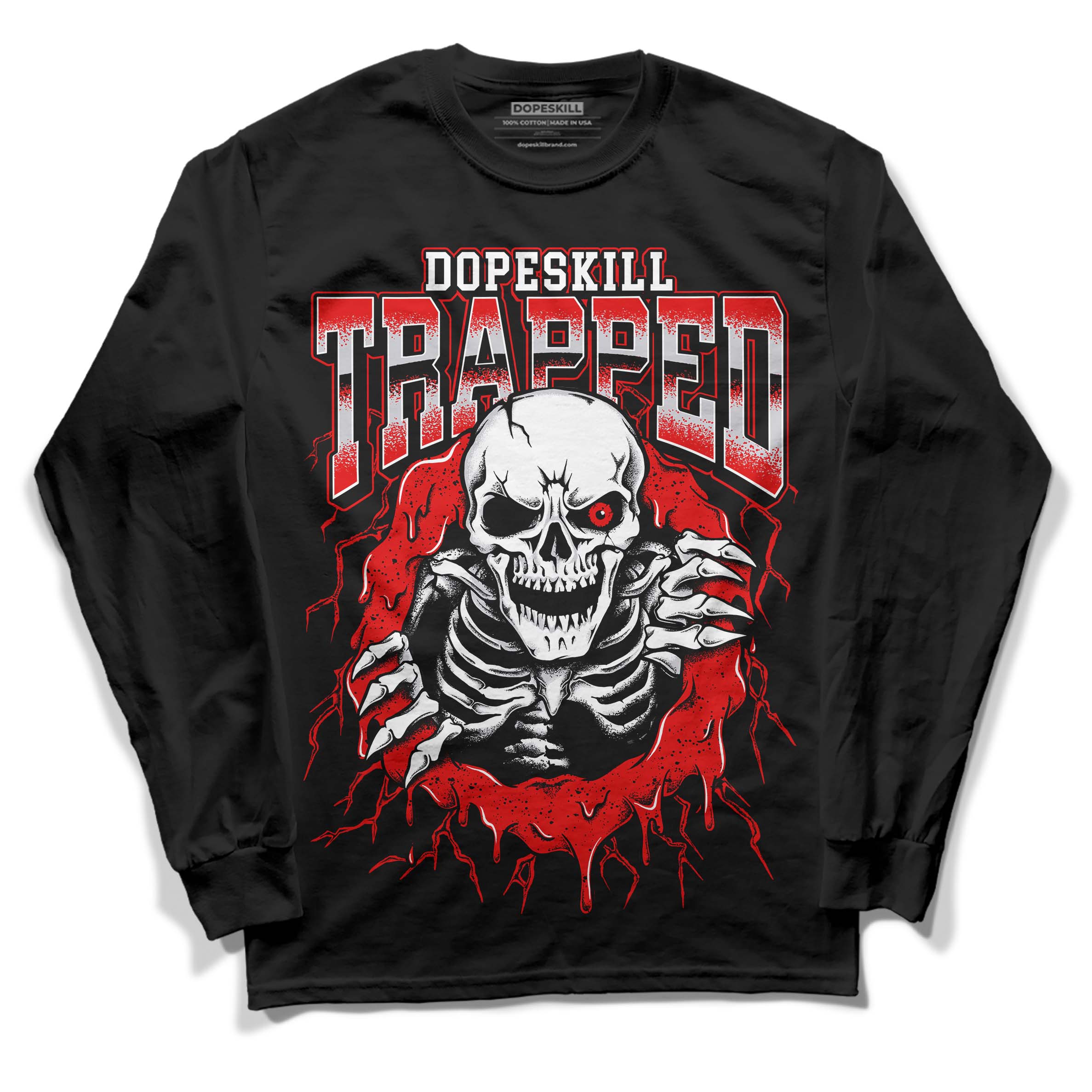 Red Cement 4S superstreetwear Long Sleeve T-Shirt Trapped Halloween Graphic