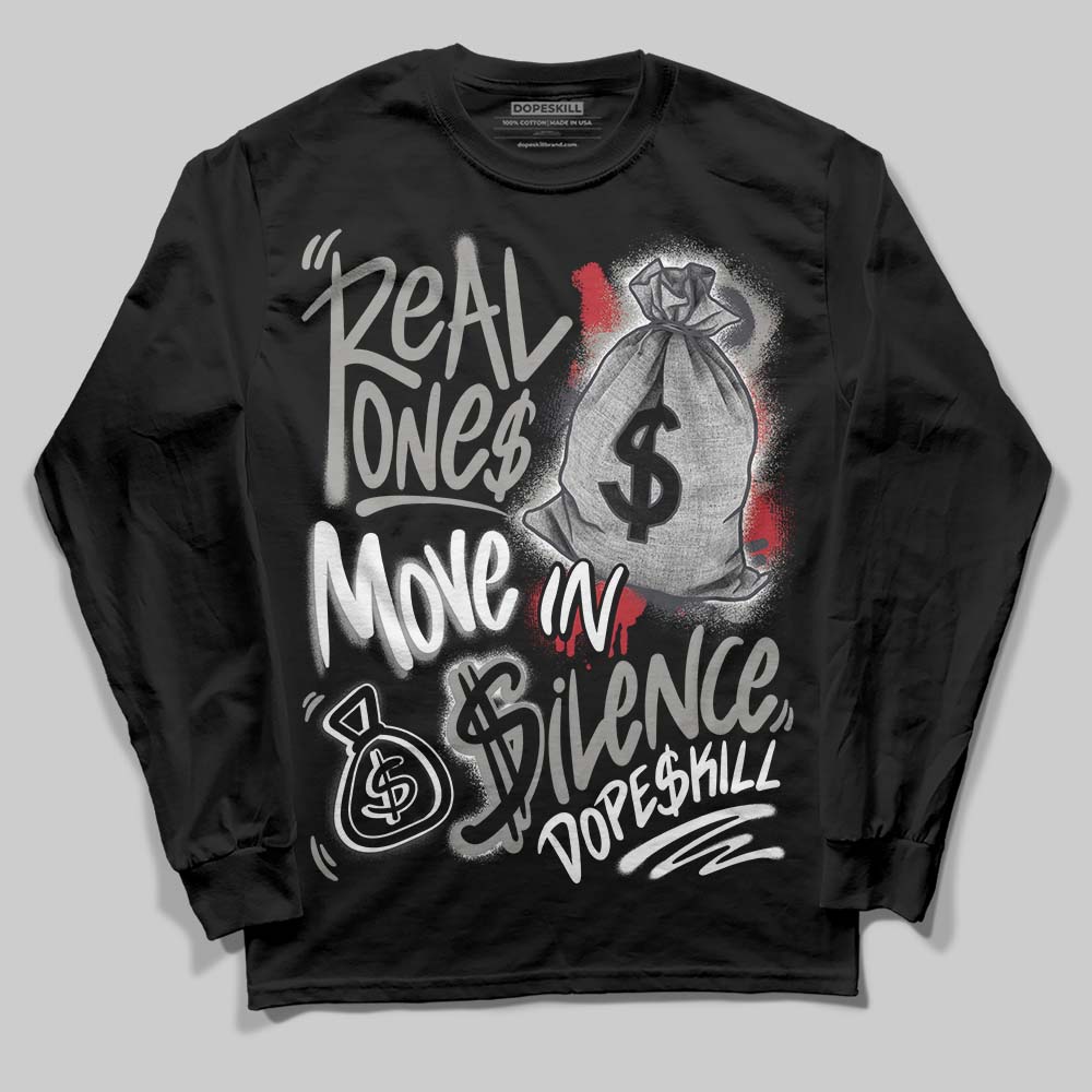 Black Cat 3s superstreetwear Long Sleeve T-Shirt Real Ones Move In Silence Graphic