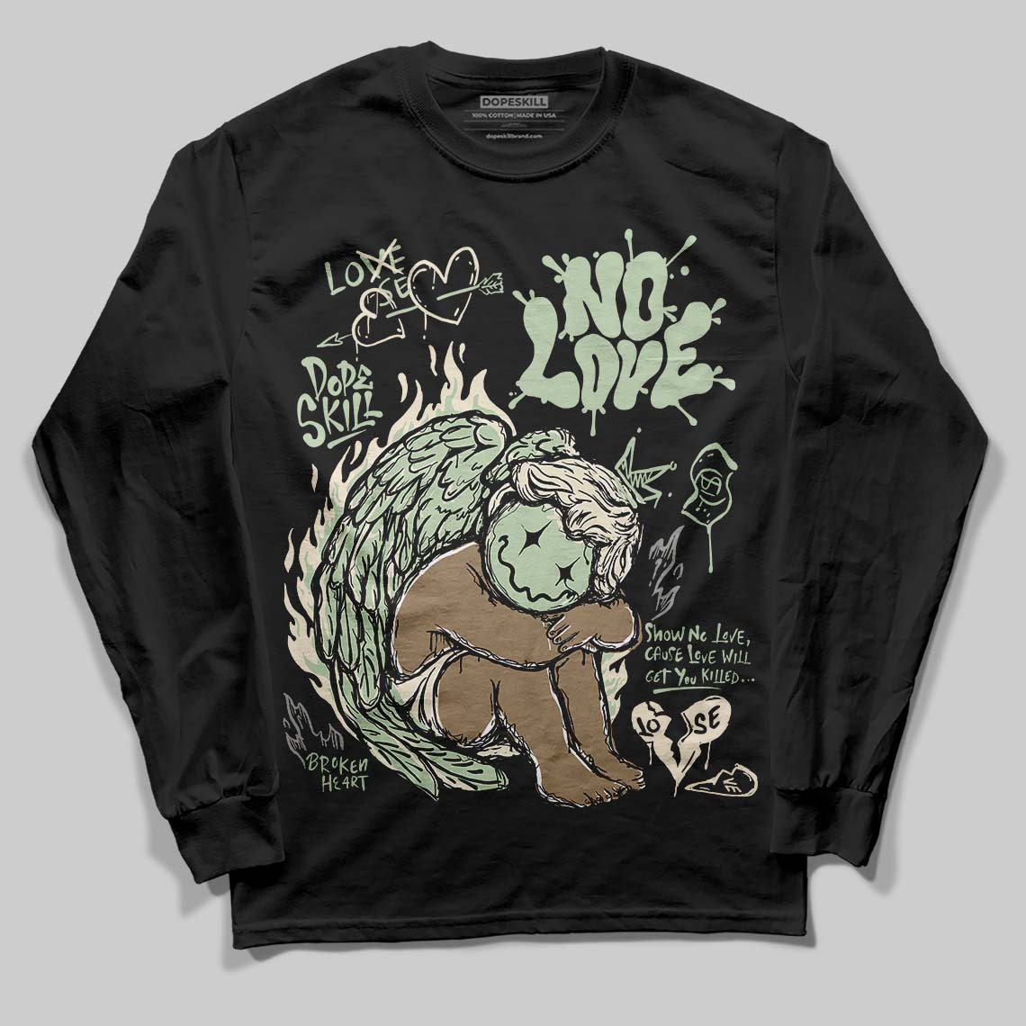 Seafoam 4s 2025 superstreetwear Long Sleeve T-Shirt No Love Graphic