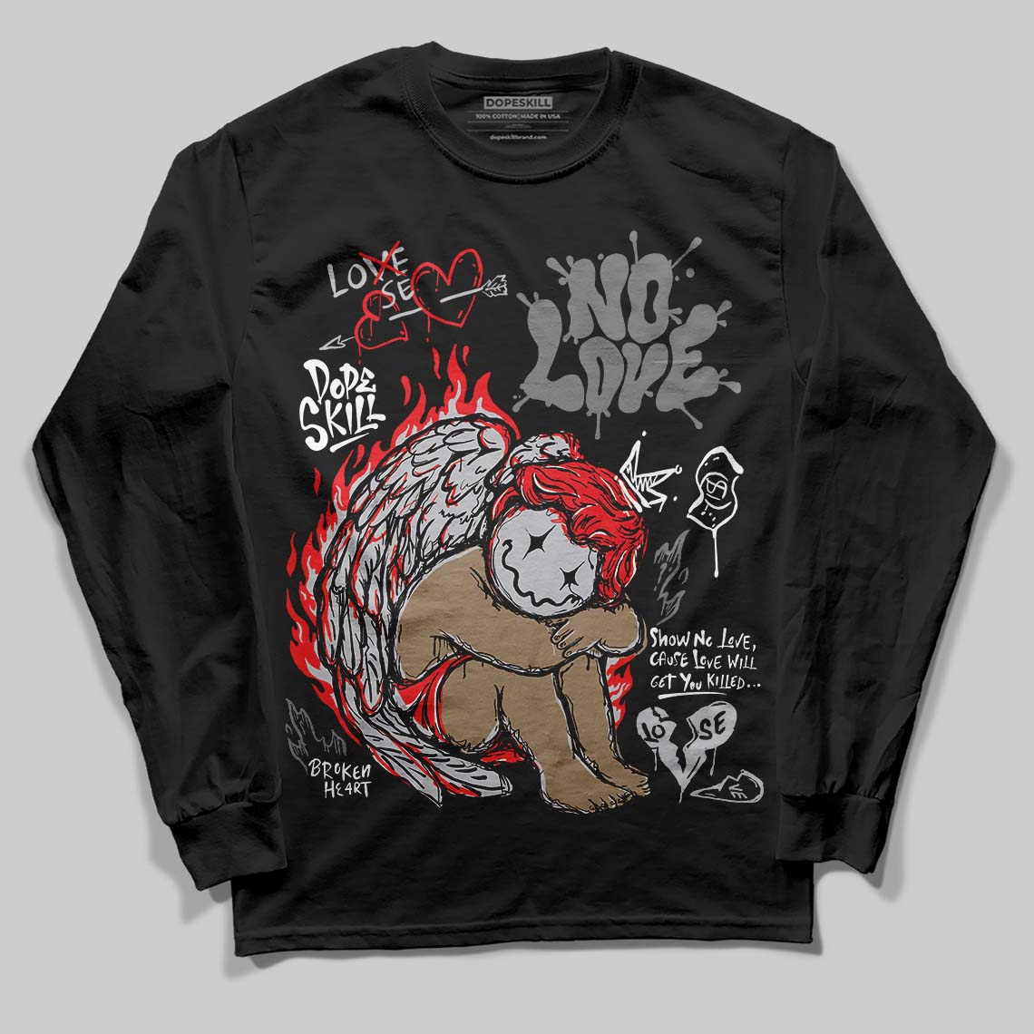 Grey Collection superstreetwear Long Sleeve T-Shirt No Love Graphic