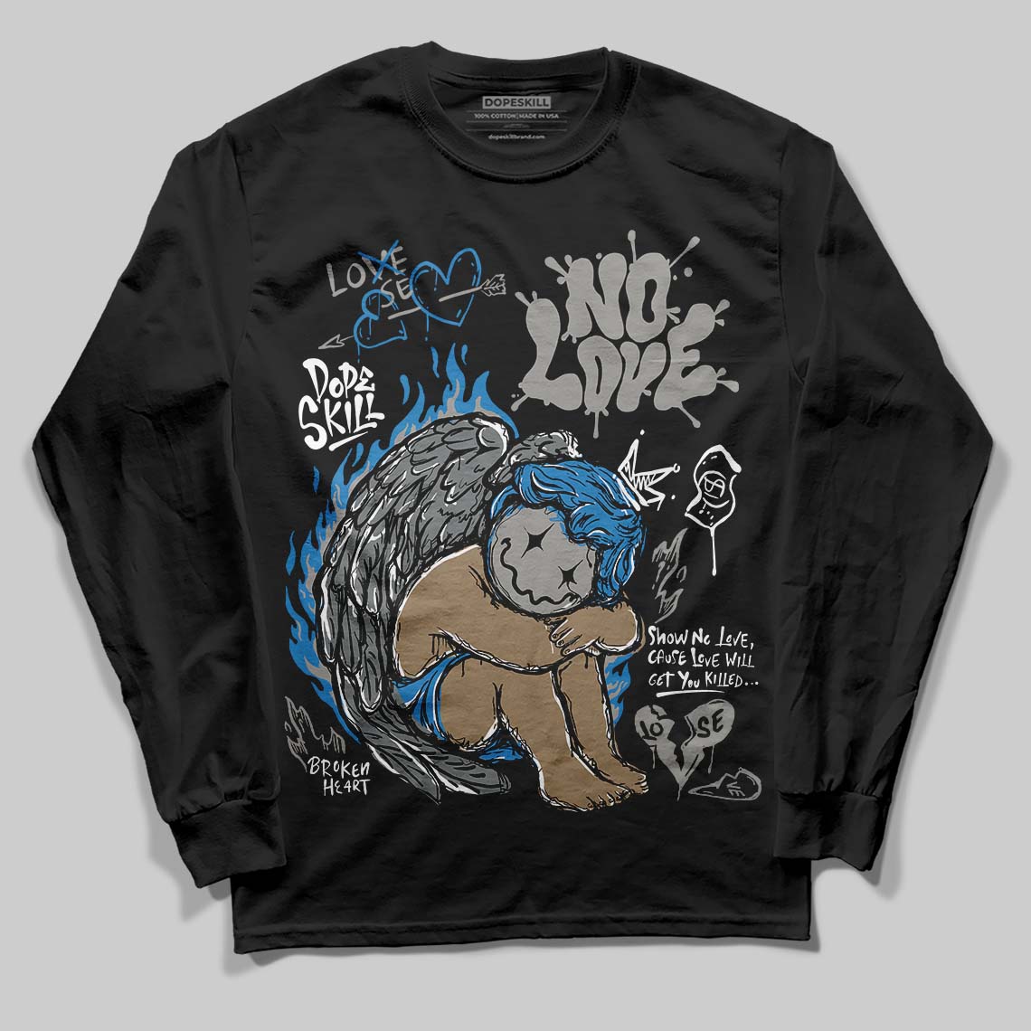 Cool Grey 9s superstreetwear Long Sleeve T-Shirt No Love Graphic