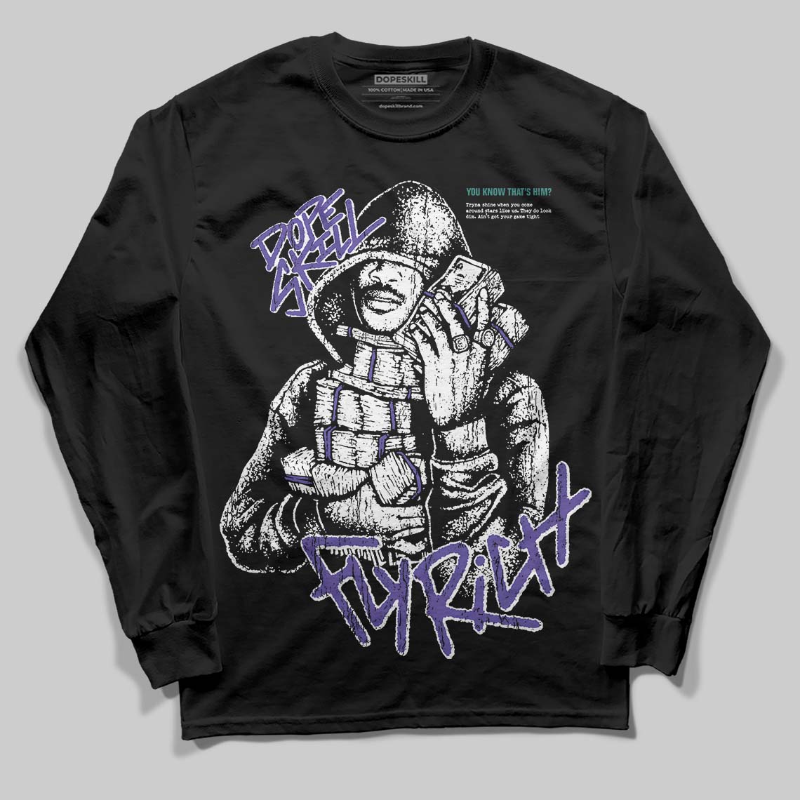 Grape 5s superstreetwear Long Sleeve T-Shirt Fly Rich Graphic