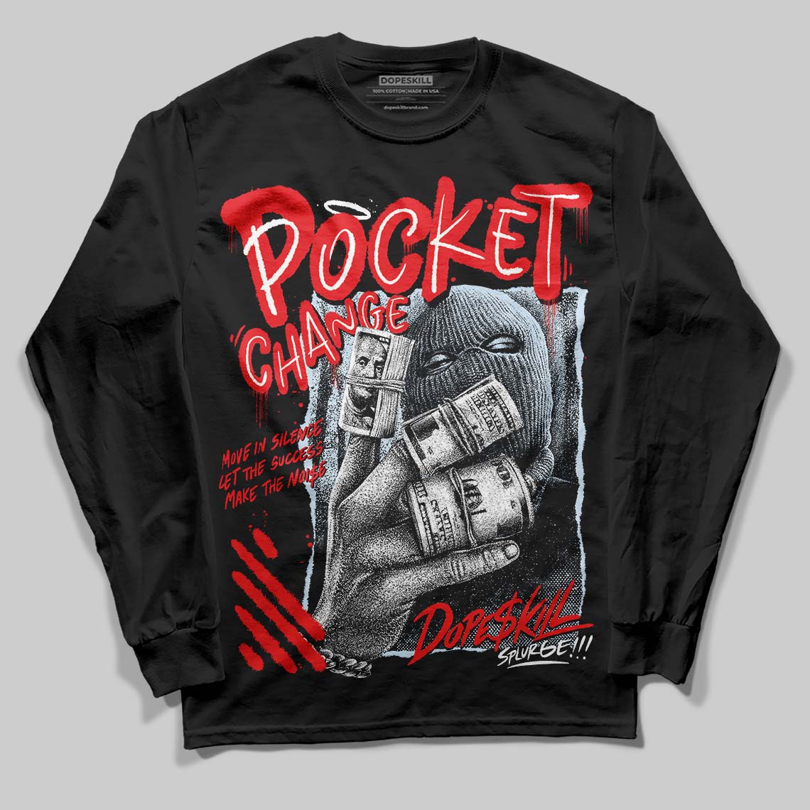 Cherry 11s superstreetwear Long Sleeve T-Shirt Pocket Change Graphic