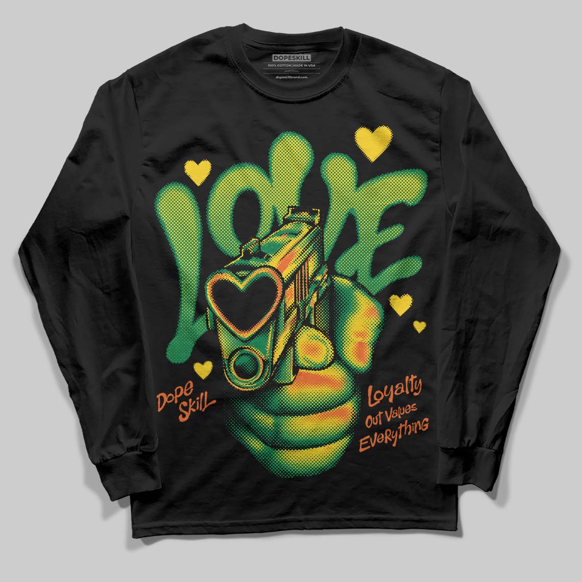 Green Collection superstreetwear Long Sleeve T-Shirt Love Shot Graphic