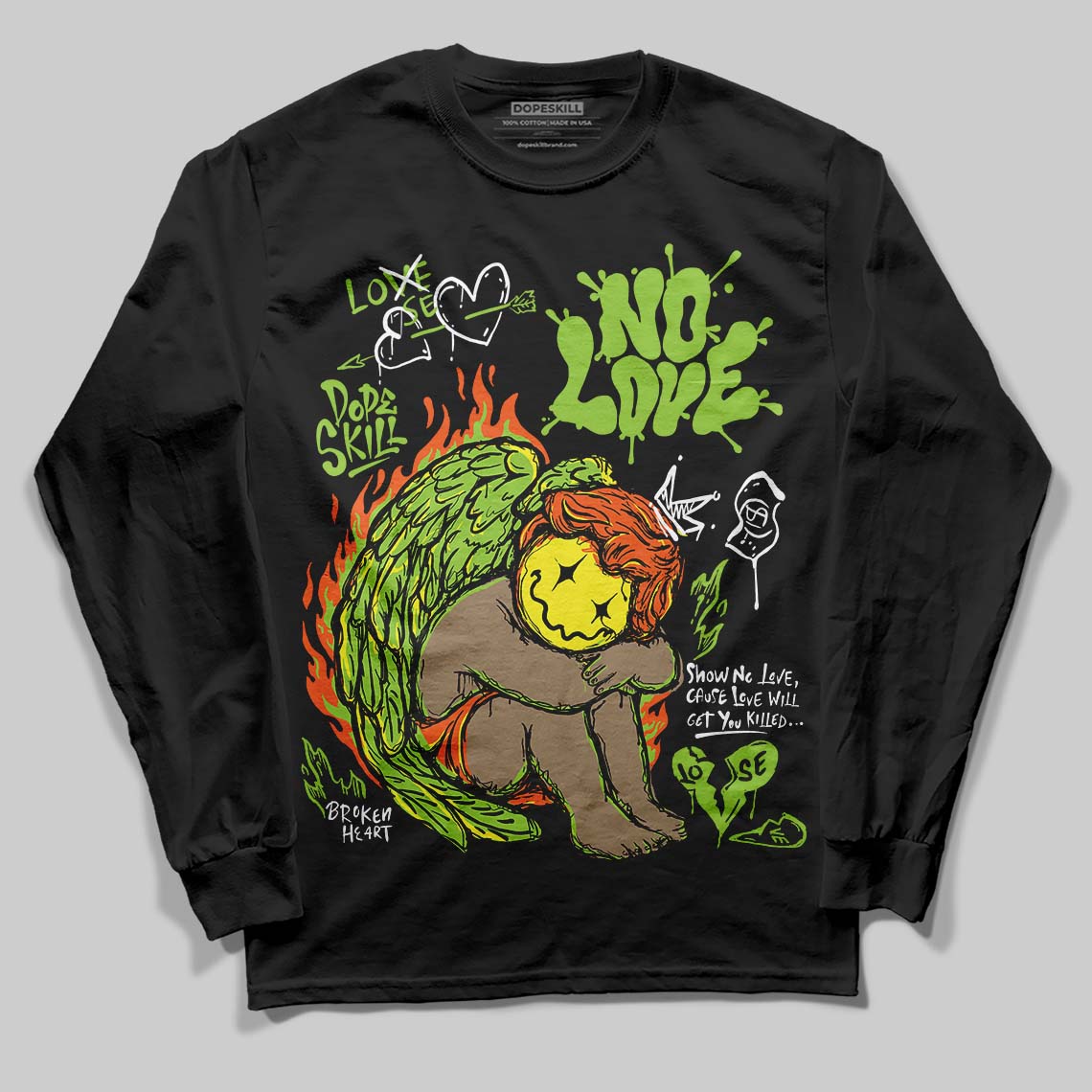 Neon Green Collection superstreetwear Long Sleeve T-Shirt No Love Graphic