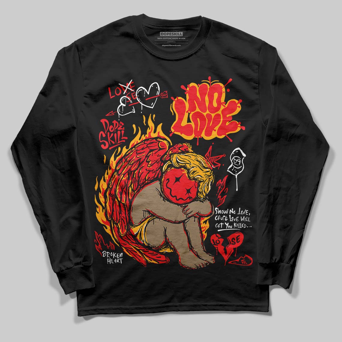 Red Collection superstreetwear Long Sleeve T-Shirt No Love Graphic