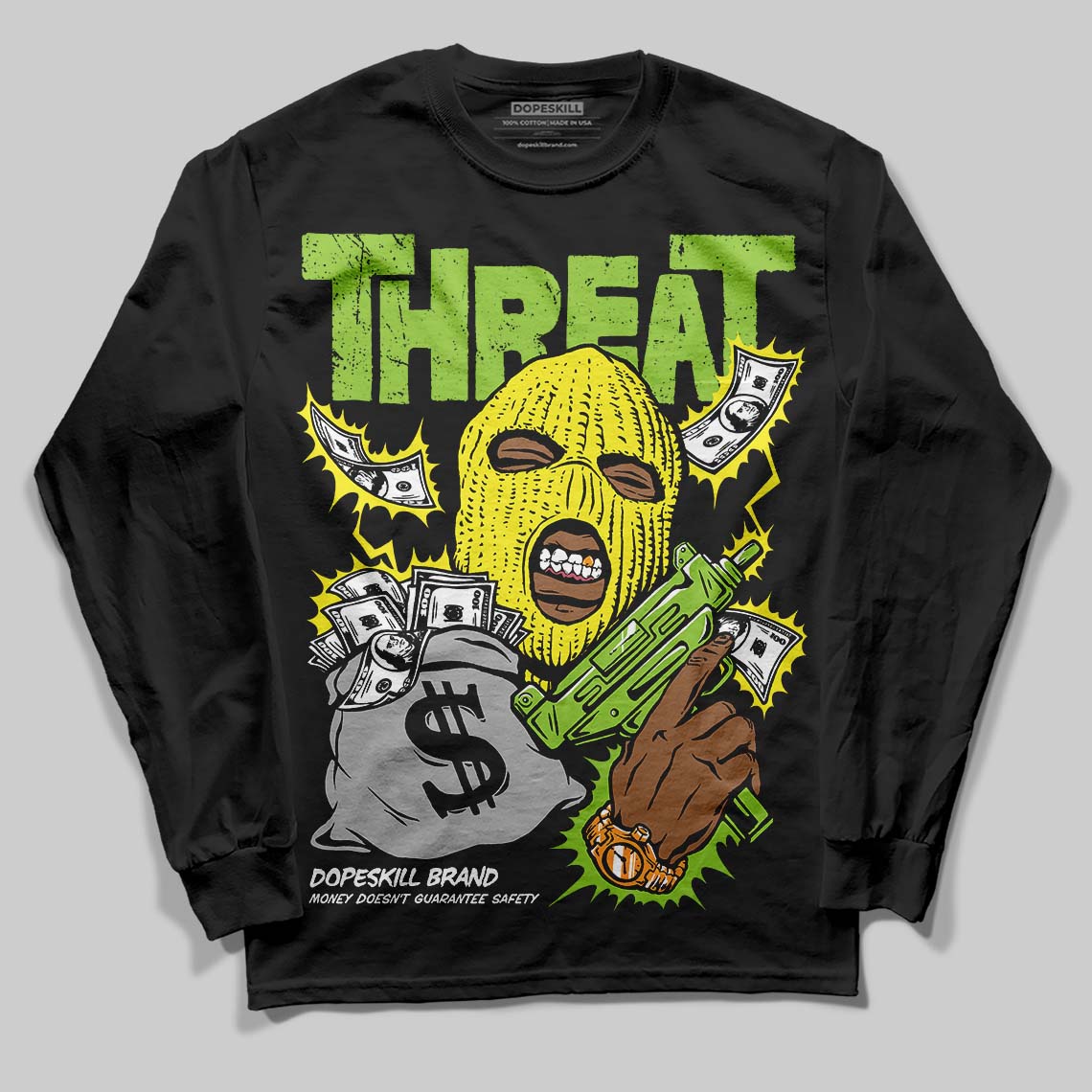 Neon Green Collection superstreetwear Long Sleeve T-Shirt Under Threat Graphic