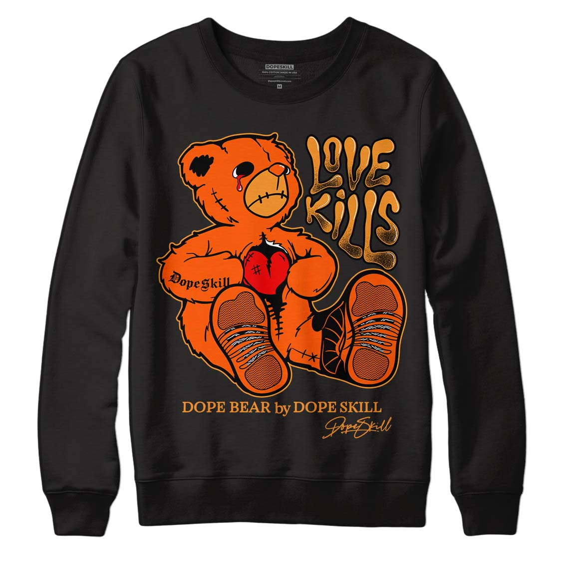 Brilliant Orange 12s superstreetwear Sweatshirt Love Kills Graphic