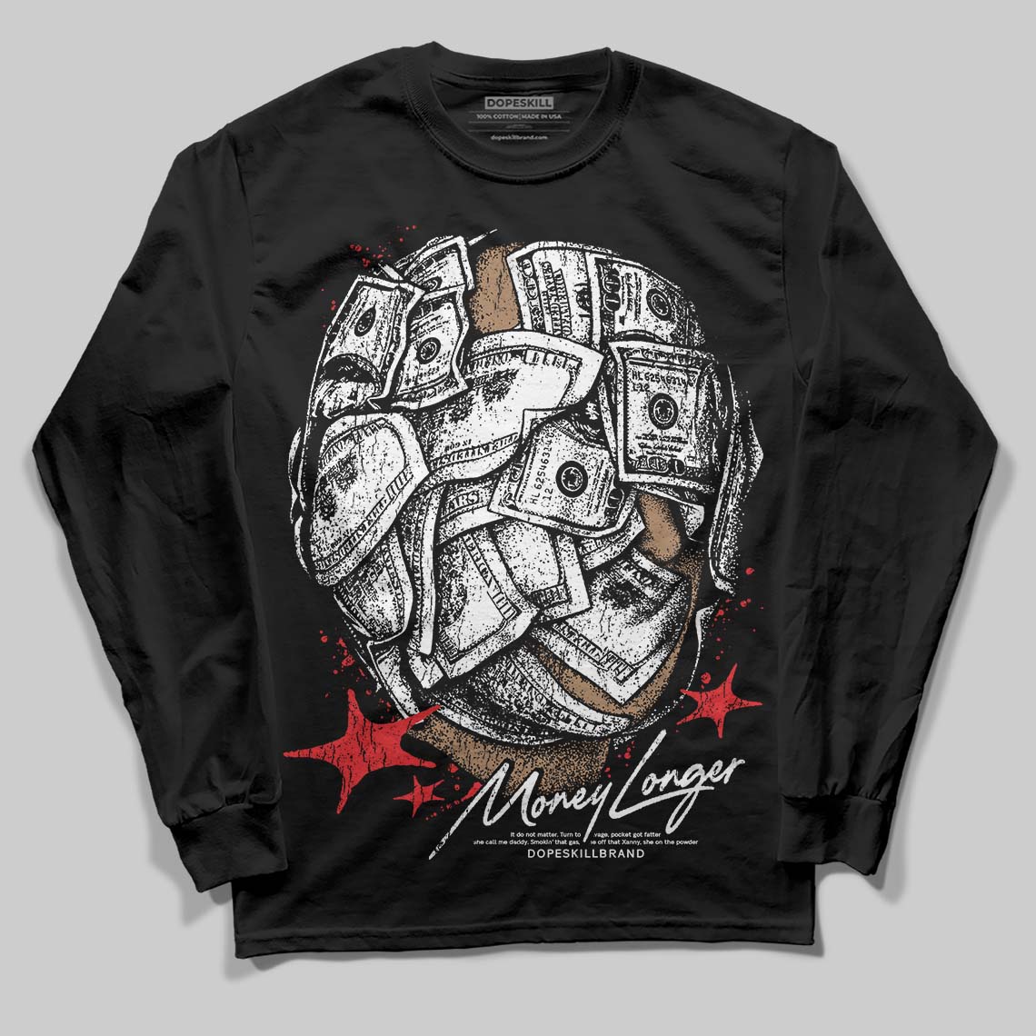 Black and White Collection superstreetwear Long Sleeve T-Shirt Money Longer Graphic