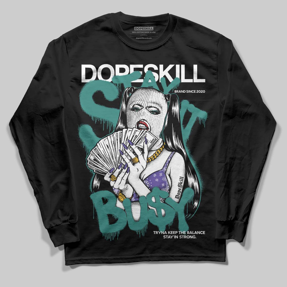 Grape 5s superstreetwear Long Sleeve T-Shirt Stay It Busy Graphic
