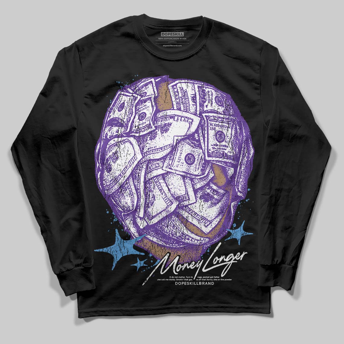 PURPLE Collection superstreetwear Long Sleeve T-Shirt Money Longer Graphic