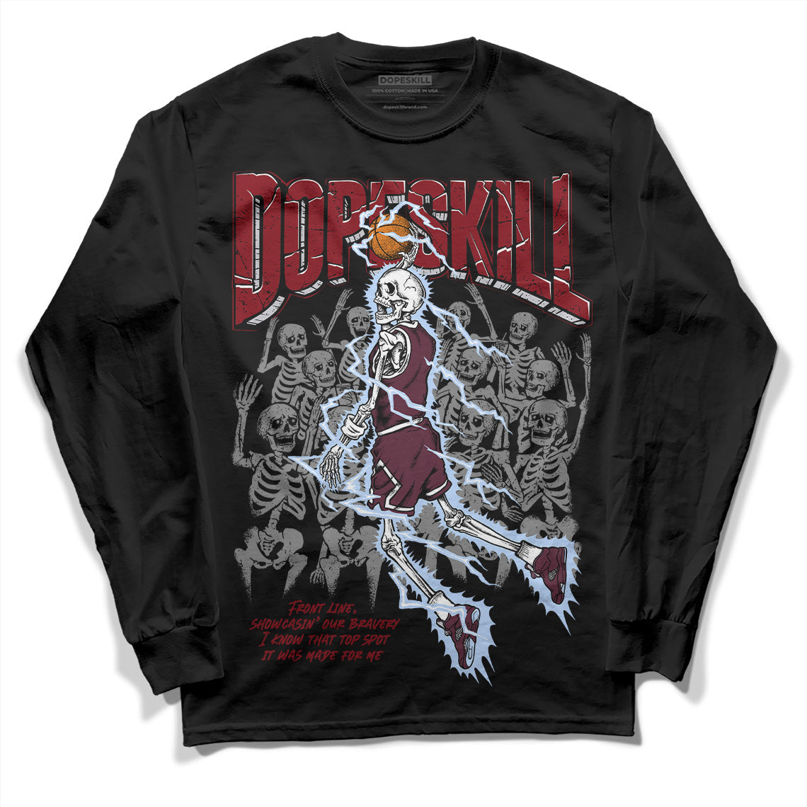 Burgundy 5s superstreetwear Long Sleeve T-Shirt Thunder Dunk Graphic