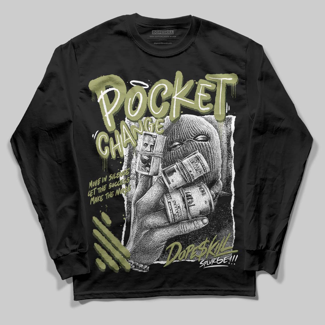 Olive Collection superstreetwear Long Sleeve T-Shirt Pocket Change Graphic