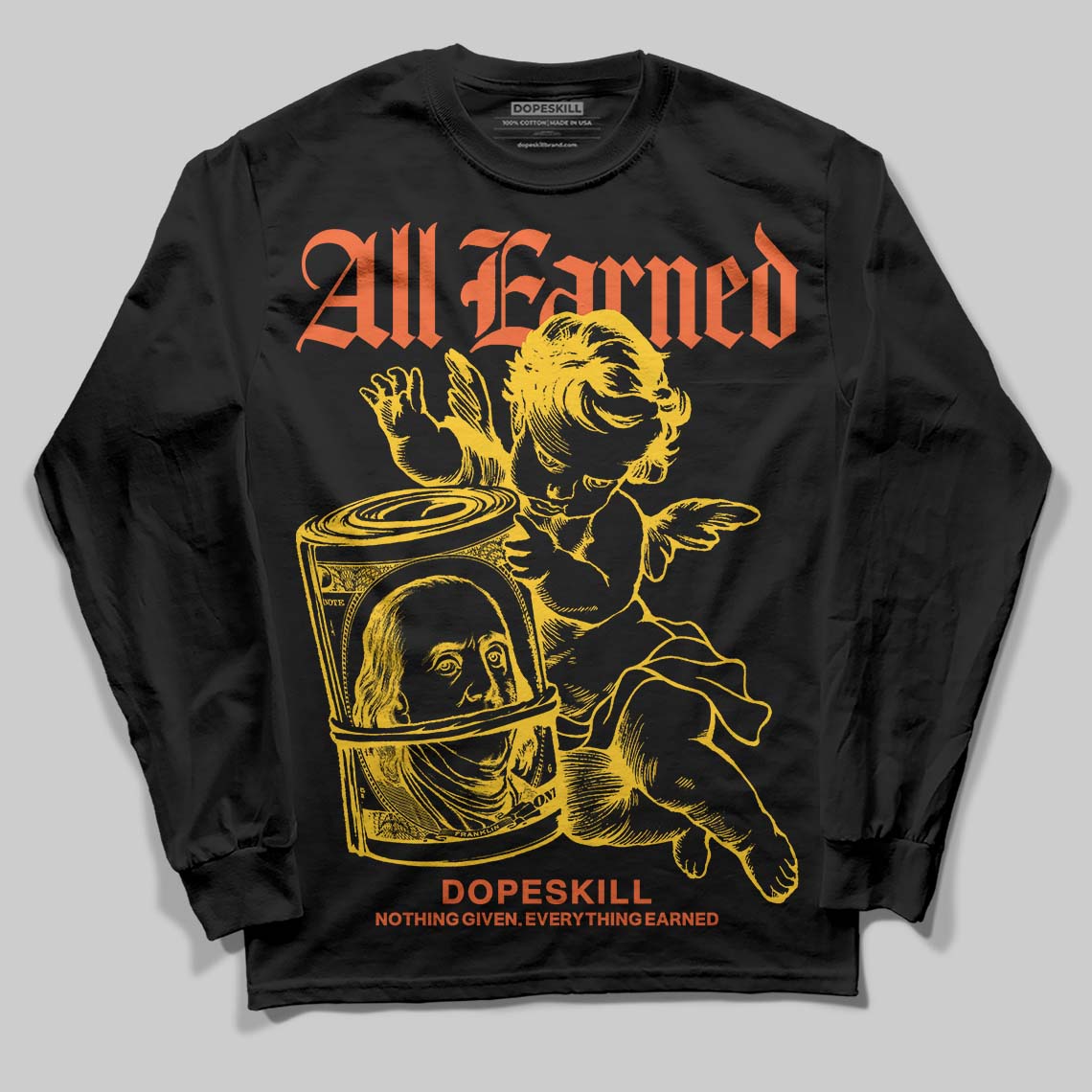 Yellow Collection superstreetwear Long Sleeve T-Shirt All Earned Graphic