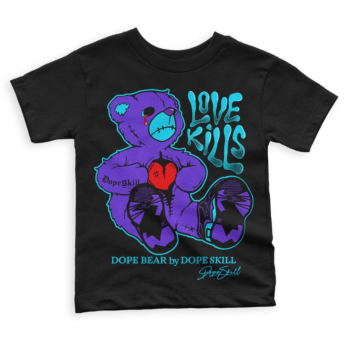 Aqua 6s superstreetwear Toddler Kids T-shirt Love Kills Graphic