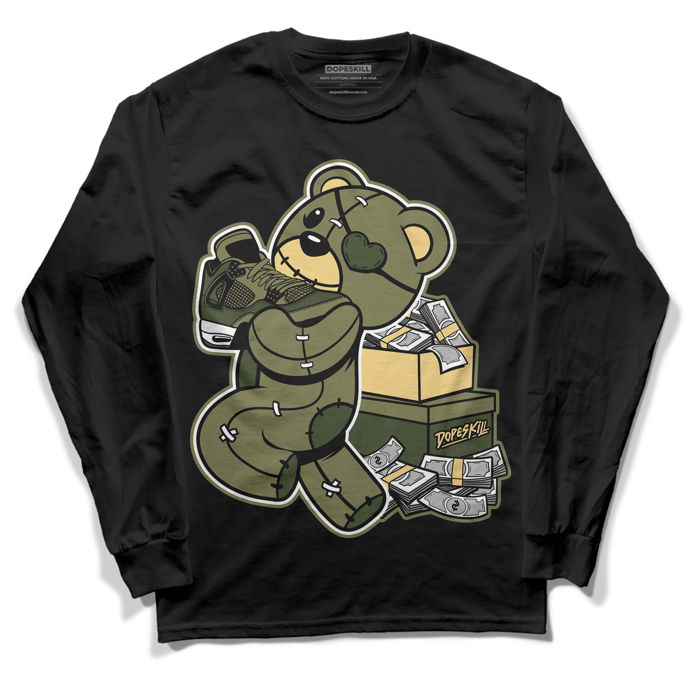 Craft Olive 4s superstreetwear Long Sleeve T-Shirt Bear Steals Sneaker Graphic