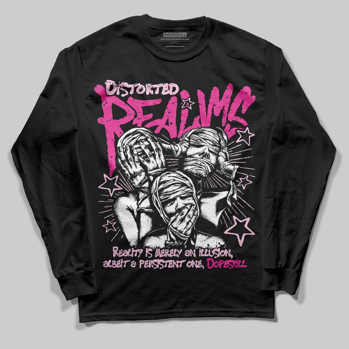 Pink Collection superstreetwear Long Sleeve T-Shirt Distorted Realms Graphic