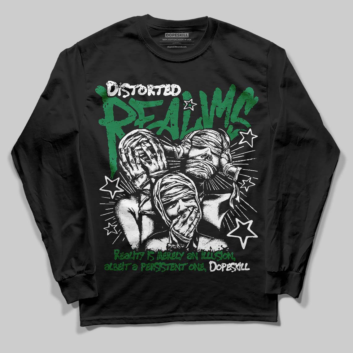 Green Collection superstreetwear Long Sleeve T-Shirt Distorted Realms Graphic